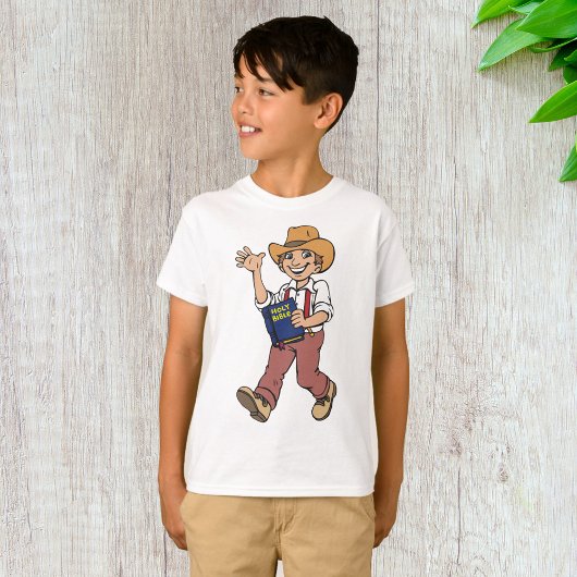 Man met bijbel t-shirt