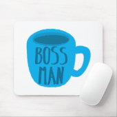 Man met blauwe koffie muismat (Met muis)