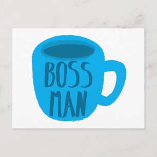 Man met blauwe kop briefkaart