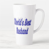 Man met blauwe tekst latte mok (Rechts)