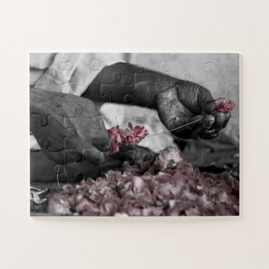 Man met bloemen legpuzzel (Horizontaal)