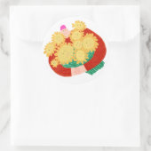 Man met bloemen ronde sticker (Tas)