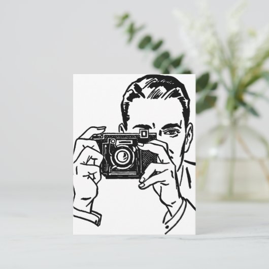 Man met camera Briefkaart (Staand voorkant)