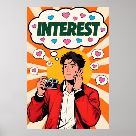 Man met camera Pop Art Poster (Voorkant)