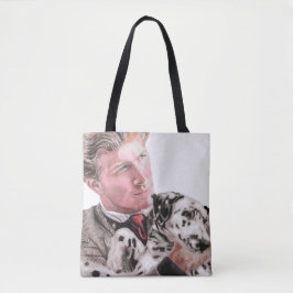 Man met Dalmatische Dog Cute Canvas tas
