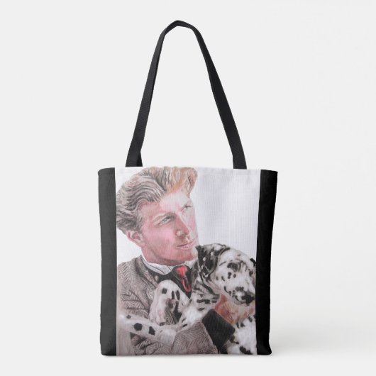 Man met Dalmatische Dog Cute Canvas tas (Achterkant)