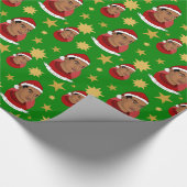 Man met de cartoon van het pet van Santa Claus Cadeaupapier (Hoek)