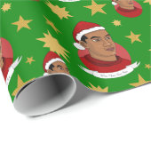 Man met de cartoon van het pet van Santa Claus Cadeaupapier (Rol Hoek)