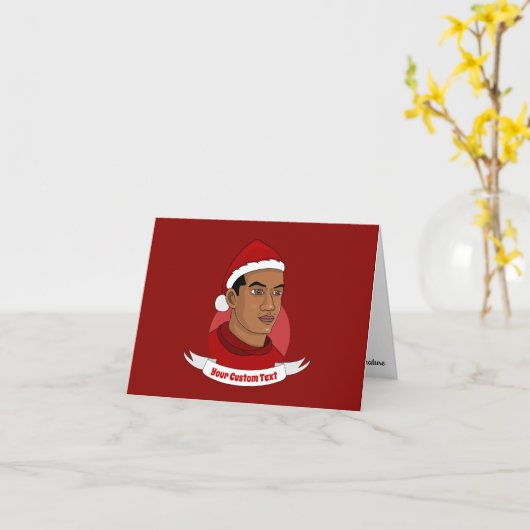 Man met de cartoon van het pet van Santa Claus Kaart (Gele Bloem)