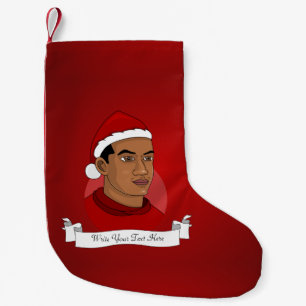 Man met de cartoon van het pet van Santa Claus Kleine Kerstsok