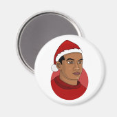 Man met de cartoon van het pet van Santa Claus Magneet (Voorkant / Achterkant)