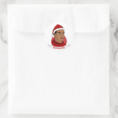 Man met de cartoon van het pet van Santa Claus Ronde Sticker (Tas)