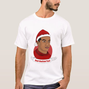 Man met de cartoon van het pet van Santa Claus T-shirt