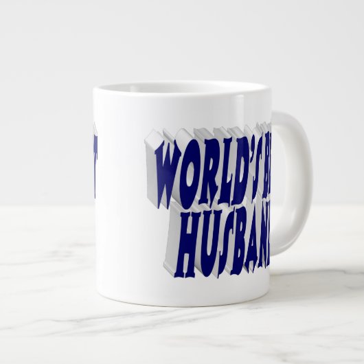 Man met donkerblauwe halve tekst grote koffiekop (Voorkant rechts)