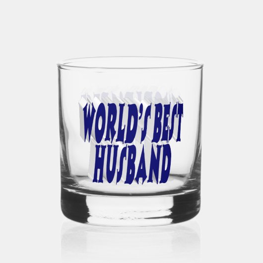 Man met donkerblauwe halve tekst whisky glas (Achterkant)