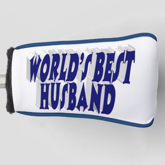 Man met donkerblauwe tekst golfheadcover (Voorkant)