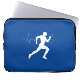 Man met draaiende lopers Silhouette op blauwe acht Laptop Sleeve