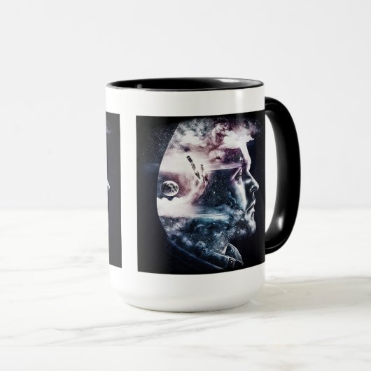 Man met dubbele blootstelling, Mok van 15 oz (Voorkant rechts)