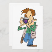 Man met een fotouitnodiging kaart (Voorkant / Achterkant)