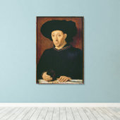 Man met een glaasje wijn canvas afdruk (Insitu (Houten vloer))