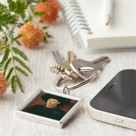 Man met een glas wijn sleutelhanger (Zijkant)