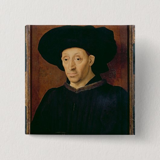 Man met een glas wijn vierkante button 5,1 cm (Voorkant)