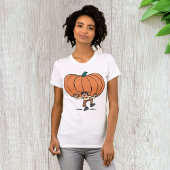 Man met een groot pompoen vrouwen T-shirt