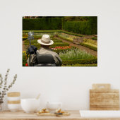 Man met een handicap in rolstoel in de tuin poster (Keuken)