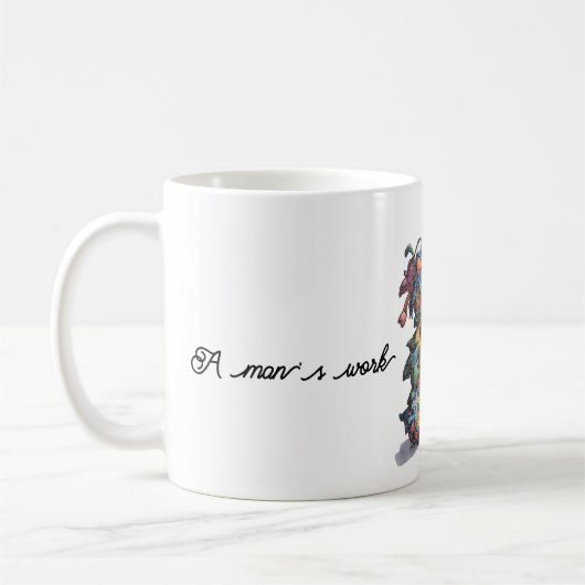 Man met een hoge wasmassa met ijzer en kaars koffiemok (Links)