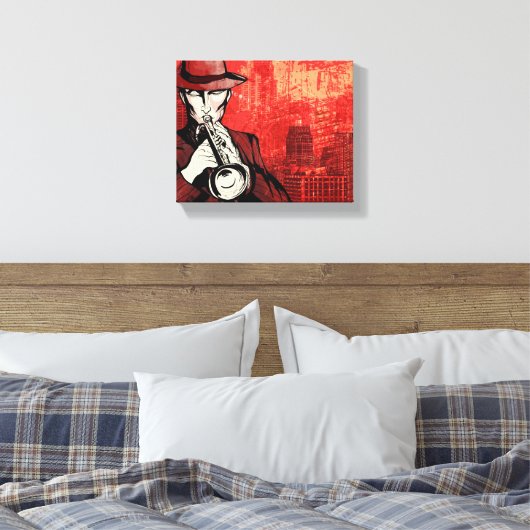 Man met een hoorn canvas afdruk (Insitu (Slaapkamer))