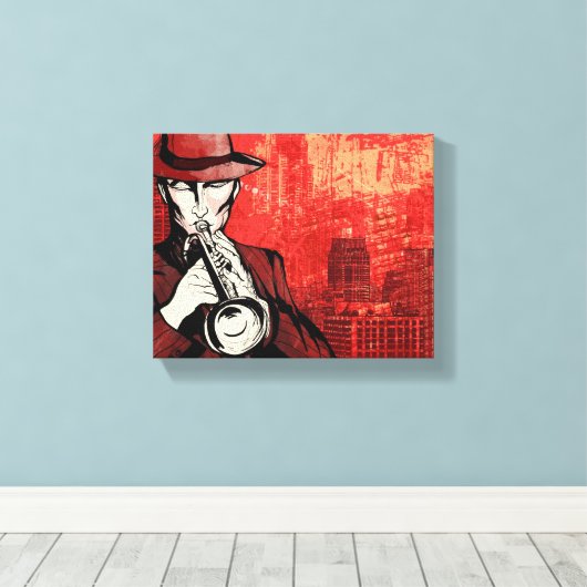 Man met een hoorn canvas afdruk (Insitu (Houten vloer))