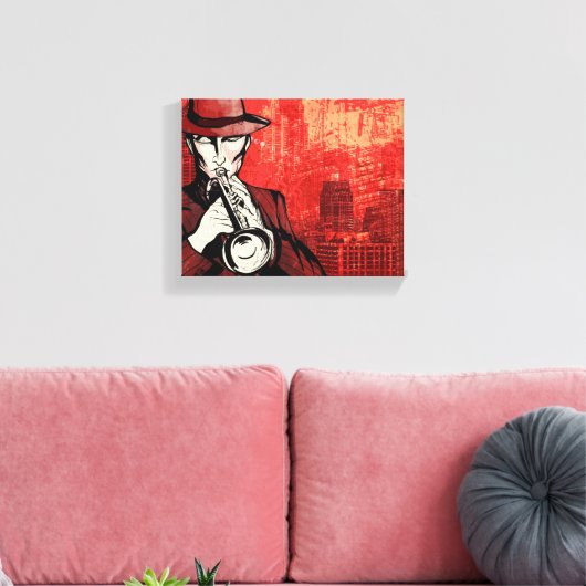 Man met een hoorn canvas afdruk (Insitu (Woonkamer))