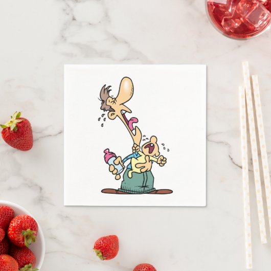 Man met een huilende Baby papieren servetten (Insitu)