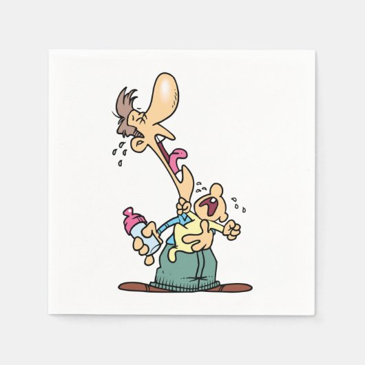 Man met een huilende Baby papieren servetten (Voorkant)