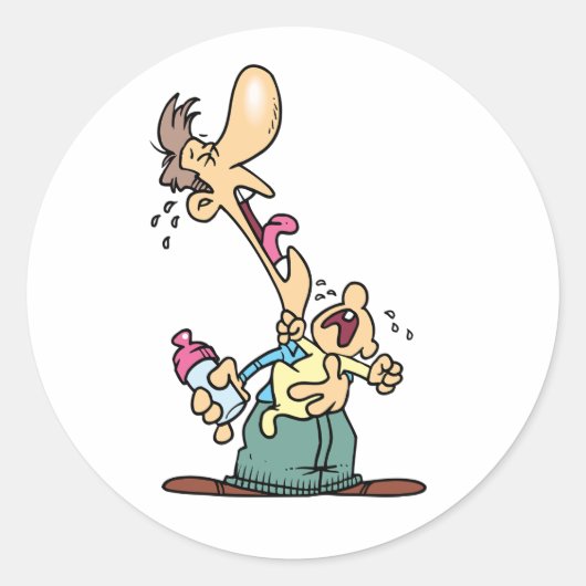 Man met een huilende Baby Stickers (Voorkant)