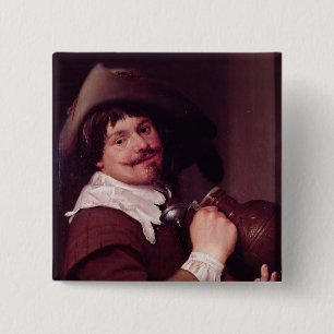 Man met een Jug Vierkante Button 5,1 Cm