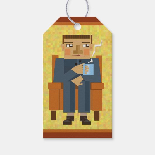 Man met een kop koffie cadeaulabel (Voorkant)