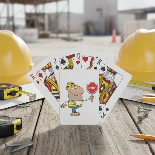 Man Met Een Stopbord Speelkaarten
