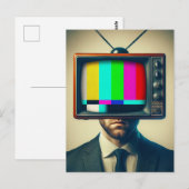 man met een tv op zijn hoofd briefkaart (Voorkant / Achterkant)