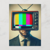 man met een tv op zijn hoofd briefkaart (Voorkant)