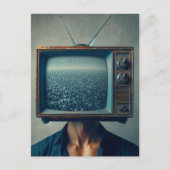 Man met een  tv op zijn hoofd Briefkaart (Voorkant)
