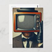  man met een tv op zijn hoofd briefkaart (Voorkant / Achterkant)