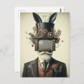 Man met een tv op zijn hoofd konijnenoren Briefkaart (Voorkant / Achterkant)