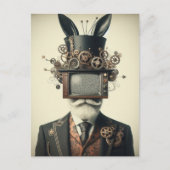 Man met een tv op zijn hoofd konijnenoren Briefkaart (Voorkant)