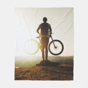Man met fiets fleece deken
