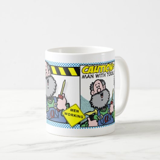 Man met gereedschap koffiemok (Voorkant rechts)