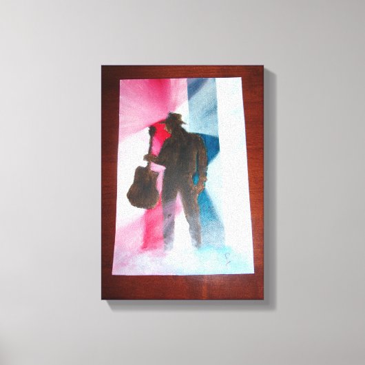 Man met gitaar uitgerekt canvas (Voorkant)