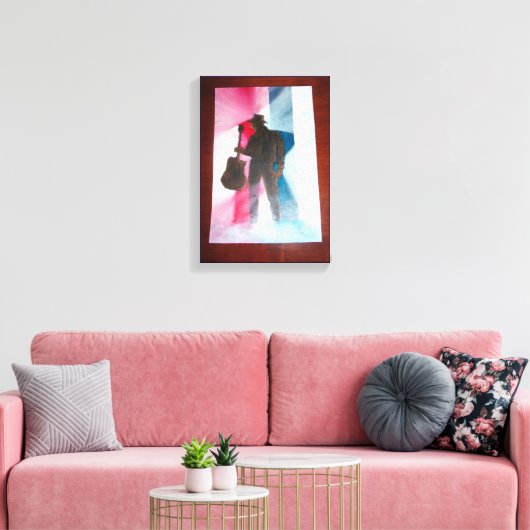 Man met gitaar uitgerekt canvas afdruk (Insitu (Woonkamer))