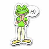 Man met glimlachende kikker AI Art Sticker (Voorkant)