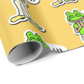 Man met glimlachende kikker op gele AI Art Cadeaupapier (Rol Hoek)